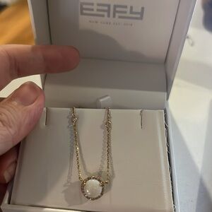 White opal pendant w 4 diamonds on chain